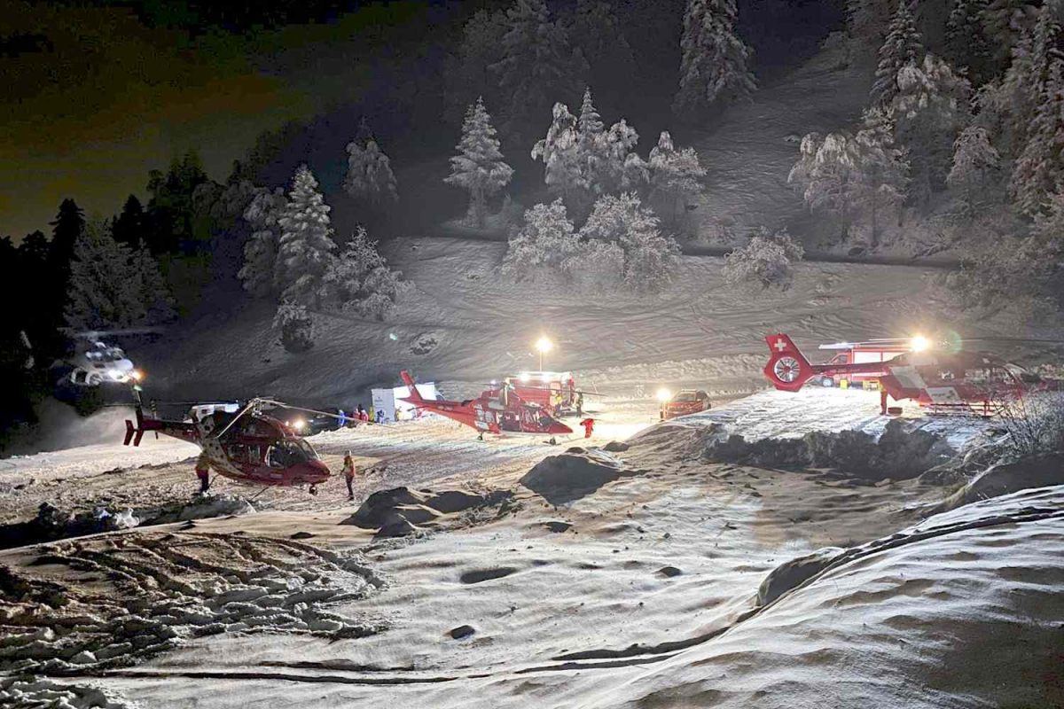 courtesy of ABC (Air Zermatt helicopters getting ready for takeoff)