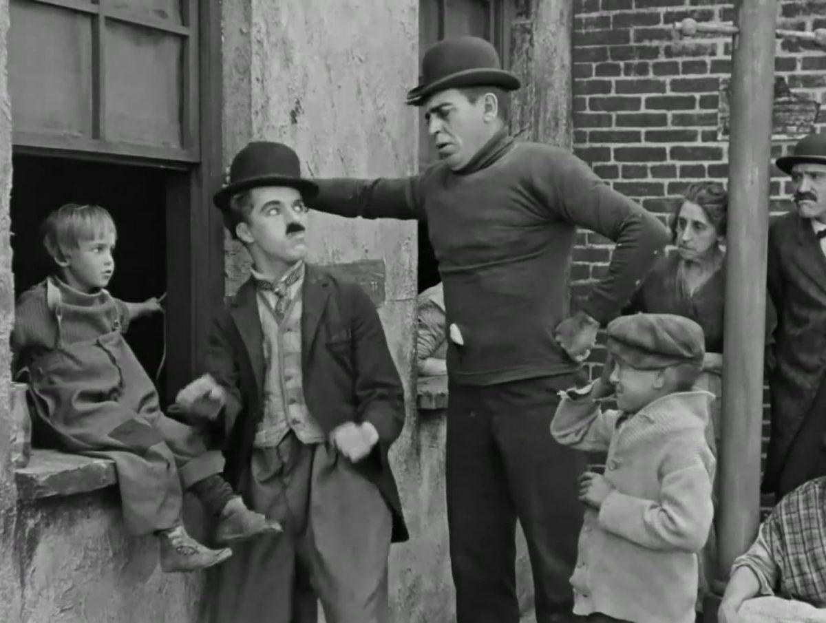 A scene from Charlie Chaplin's masterpiece, The Kid. 