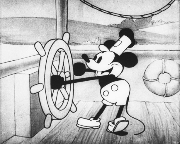 The picture above shows Walt Disney's first animated film, Steamboat Willie.