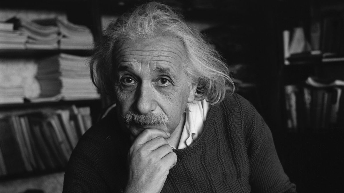 An image of Albert Einstein thinking.